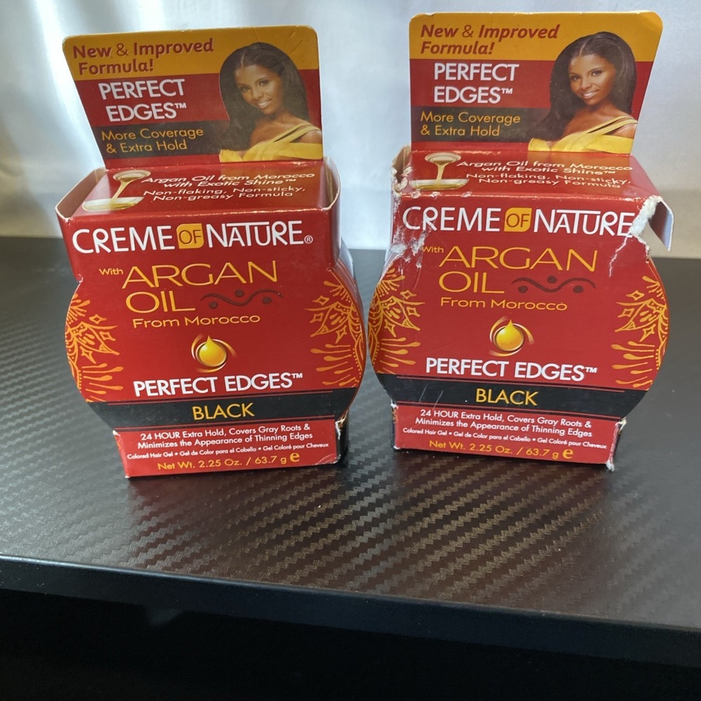 2x Argan Oil From Morocco Perfect Edges Colored Hair Gel Black 2.25 oz (63.7‎ g)